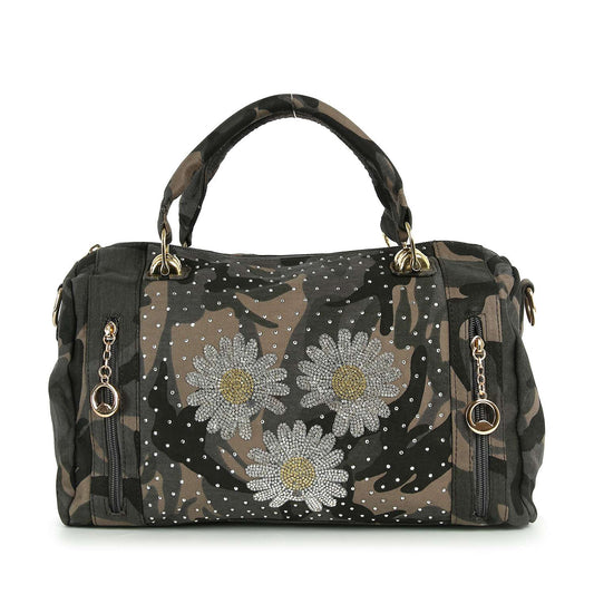 Rhinestone Daisy Camo Satchel
