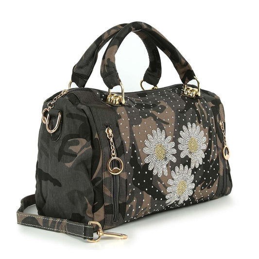 Rhinestone Daisy Camo Satchel