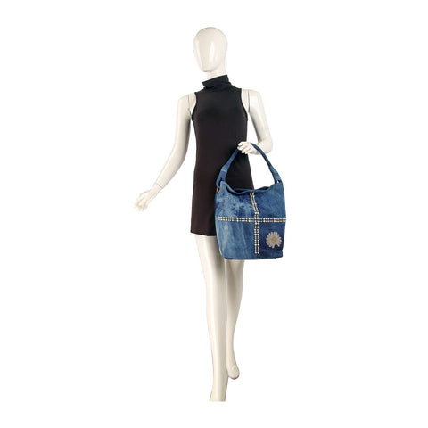 Daisy Rhinestone Beaded  Denim Tall Hobo Set