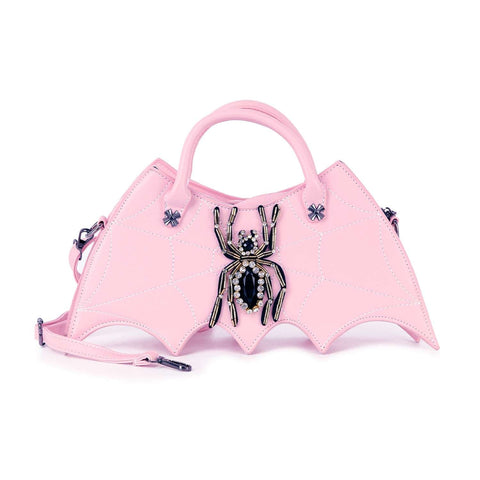 Bat Wing Rhinestone Spider Accent Fashion Bag