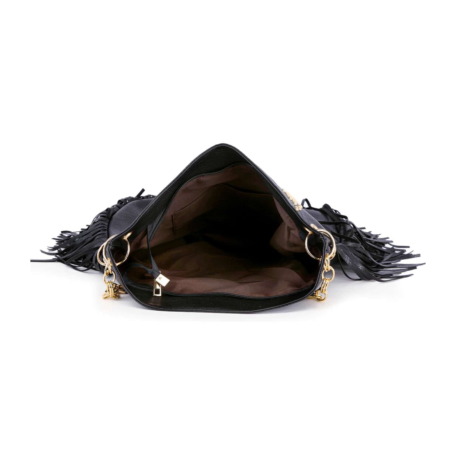 Studded Union Jack Design Fringed Hobo Handbag – handbagexpress