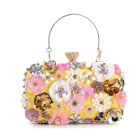 Raised Flower Beaded Evening Bag