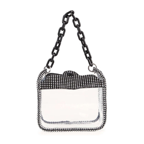 Rhinestone Trimmed Clear Stadium Approved Shoulder Bag