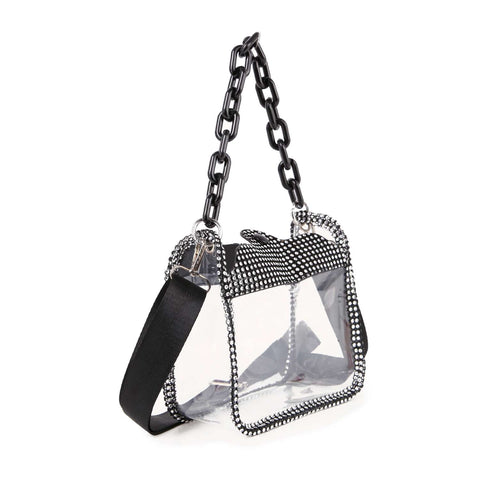 Rhinestone Trimmed Clear Stadium Approved Shoulder Bag