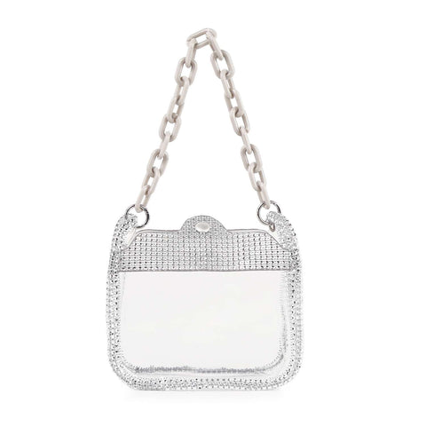 Rhinestone Trimmed Clear Stadium Approved Shoulder Bag