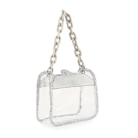 Rhinestone Trimmed Clear Stadium Approved Shoulder Bag