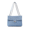 Rose Pattern Denim Look Shoulder Bag