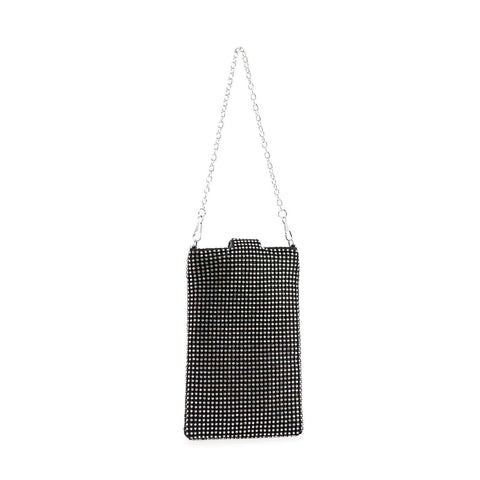 Top Flap Rhinestone Metal Mesh Cell Phone Crossbody