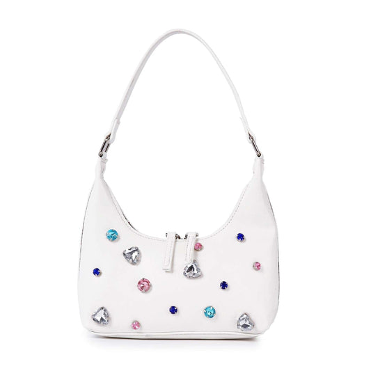 Colorful Rhinestone Accented Hobo Bag