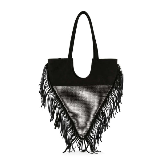 Fringe Accented Fashion Handbag