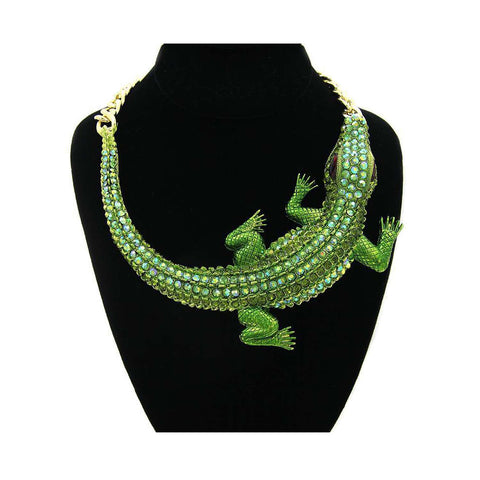 Alligator Rhinestone Collar Necklace