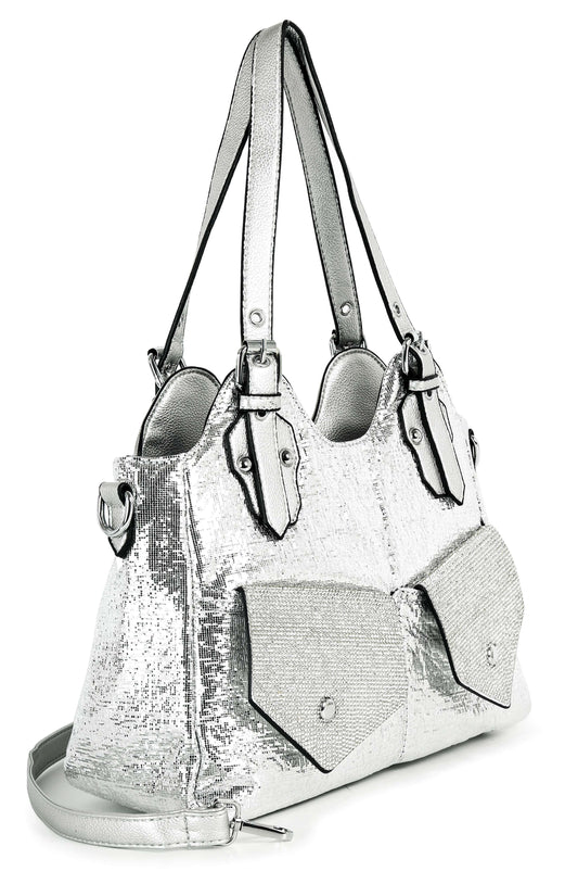 Dazzling Front Pocket Tote Handbag