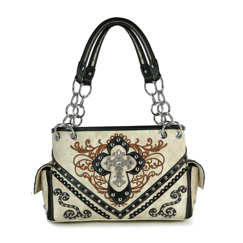 Western Rhinestone Cross Design Shoulder Bag