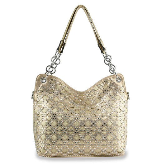 Patterned Rhinestone Fashion Handbag