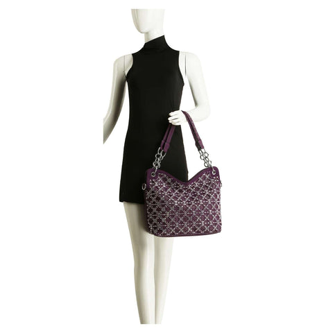Patterned Rhinestone Fashion Handbag