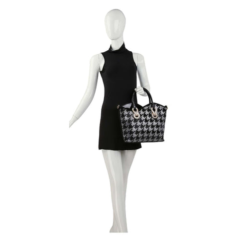 Houndstooth Rhinestone Design Elegant Tote