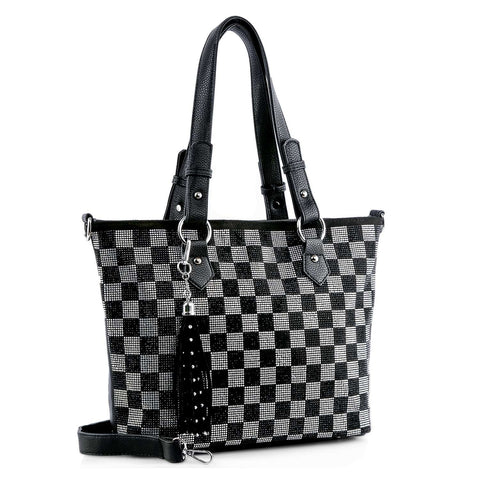 Checkerboard Bling Tote Handbag