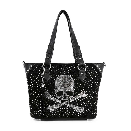 Rhinestone Skull Shopper Tote