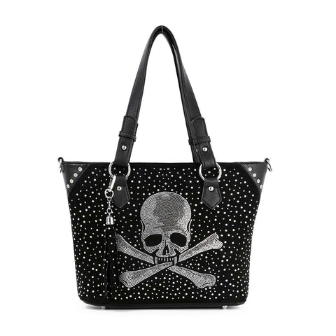 Rhinestone Skull Shopper Tote