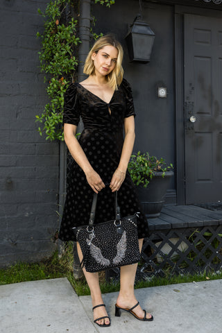 Dazzling Wing Design Rhinestone Tote