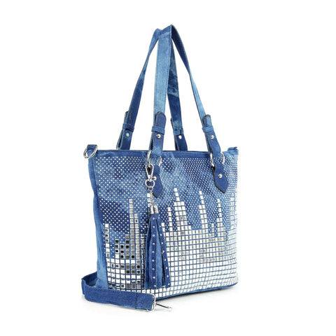 Rhinestone Skyline Tote Handbag