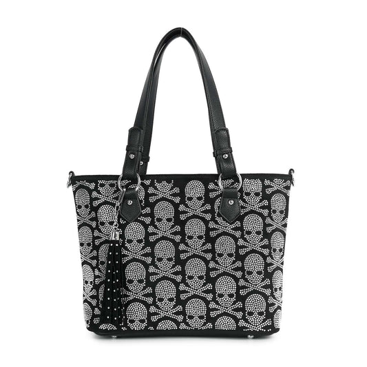Stunning Bling Skull Tote Handbag