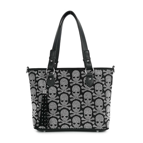 Stunning Bling Skull Tote Handbag