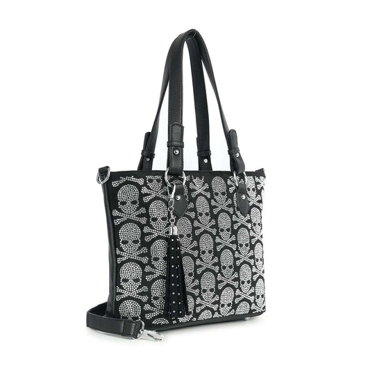 Stunning Bling Skull Tote Handbag