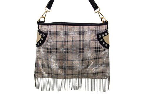 Beaded Fringe Sparkling Hobo Handbag