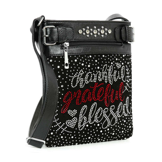 Faith Affirmations Rhinestone Crossbody Sling