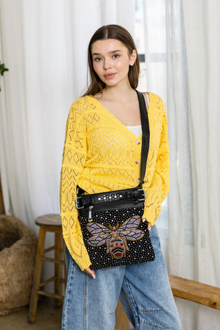 Rhinestone Bee Crossbody Sling