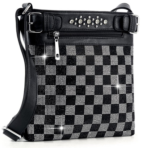 Checkerboard Rhinestone Crossbody Sling