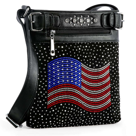 Rhinestone American Flag Crossbody Sling