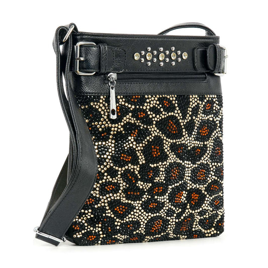Rhinestone Bling Leopard Print Crossbody Sling