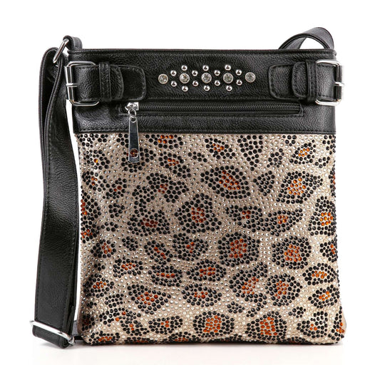 Rhinestone Bling Leopard Print Crossbody Sling