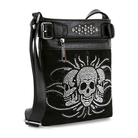 Unique Rhinestone Skull Crossbody Sling