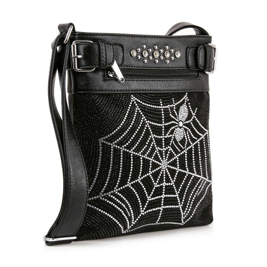 Rhinestone Spider Web Crossbody Sling