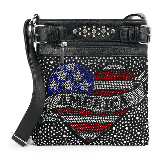 American Flag Heart Design Crossbody Bag