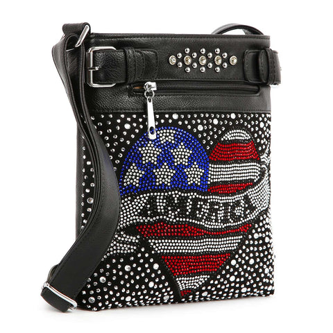 American Flag Heart Design Crossbody Bag