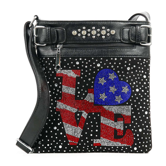 Americana Flag And Love Design Crossbody