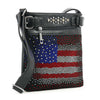 Faded Rhinestone Bling Flag Pattern Crossbody