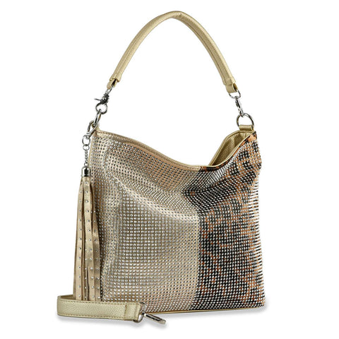 Two Tone Leopard Hobo Handbag