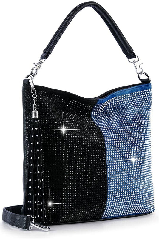 Two Tone Sparkle Hobo Handbag