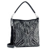 The Stunning Stone Hobo Handbag is a black rhinestone hobo with wavy silver patterns, a short handle, detachable long strap, and chic style perfect for any occasion.