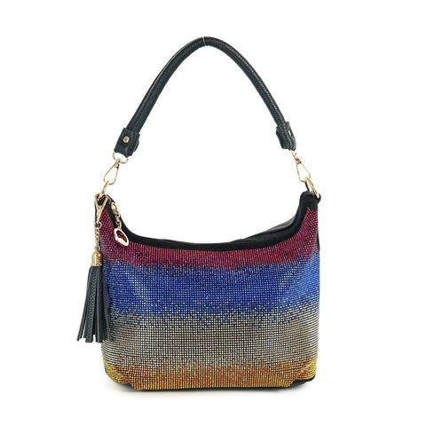 Colorful Ombre Rhinestone Hobo Handbag