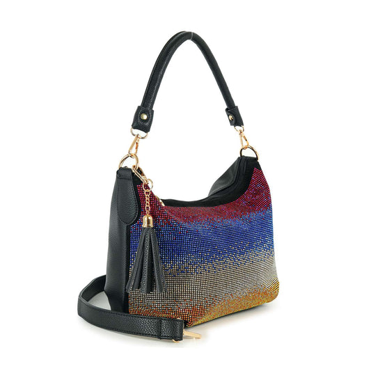 Colorful Ombre Rhinestone Hobo Handbag