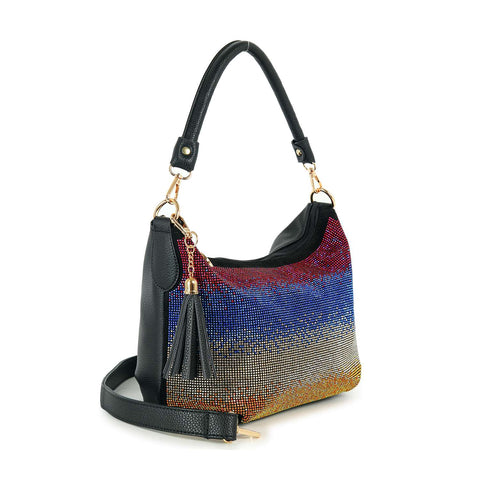 Colorful Ombre Rhinestone Hobo Handbag