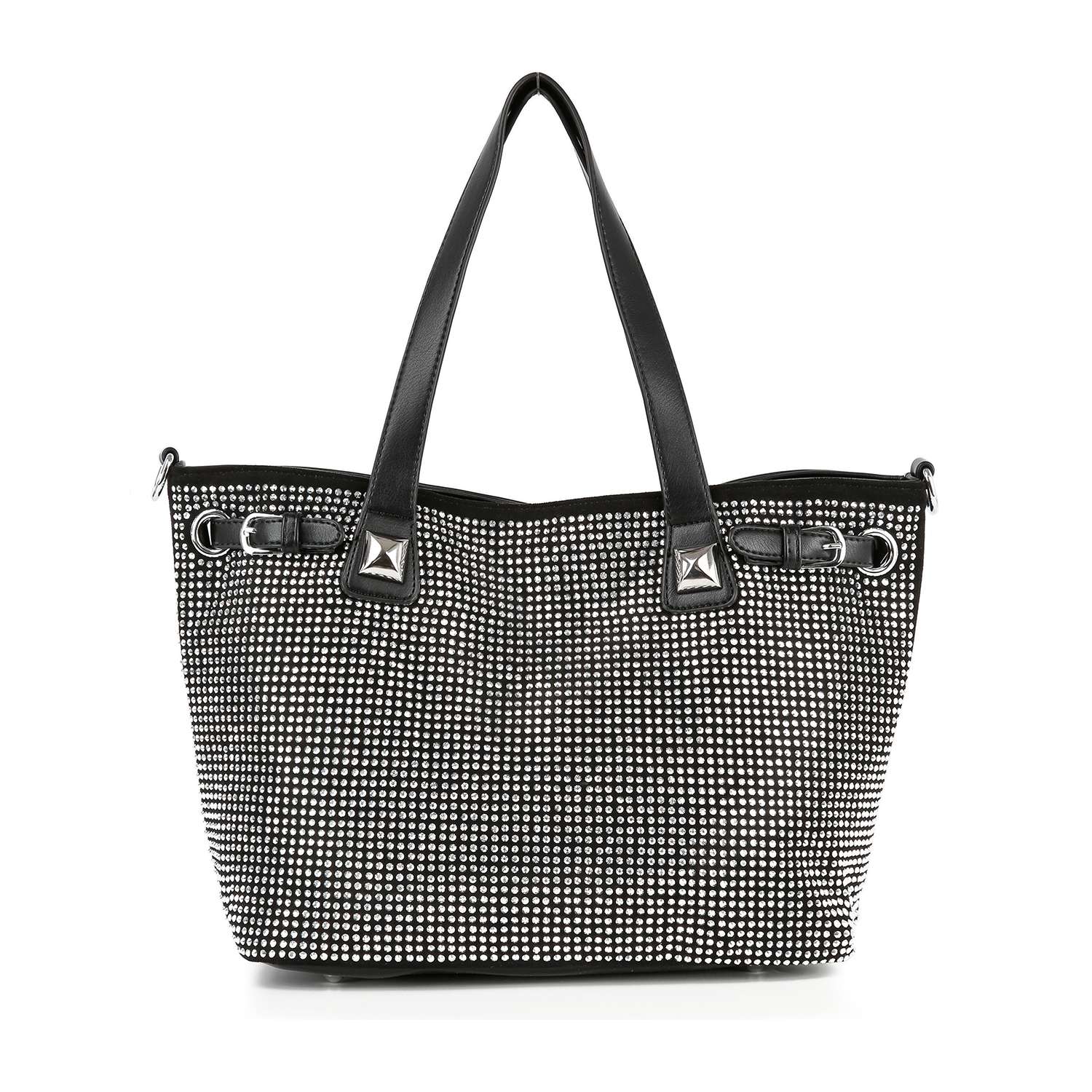 Buckle Accented Sparkling Tote Handbag – handbagexpress