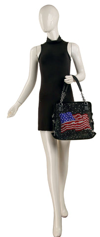 Wavy Flag Rhinestone Shoulder Bag