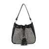 Studded Stone Drawstring Hobo Handbag